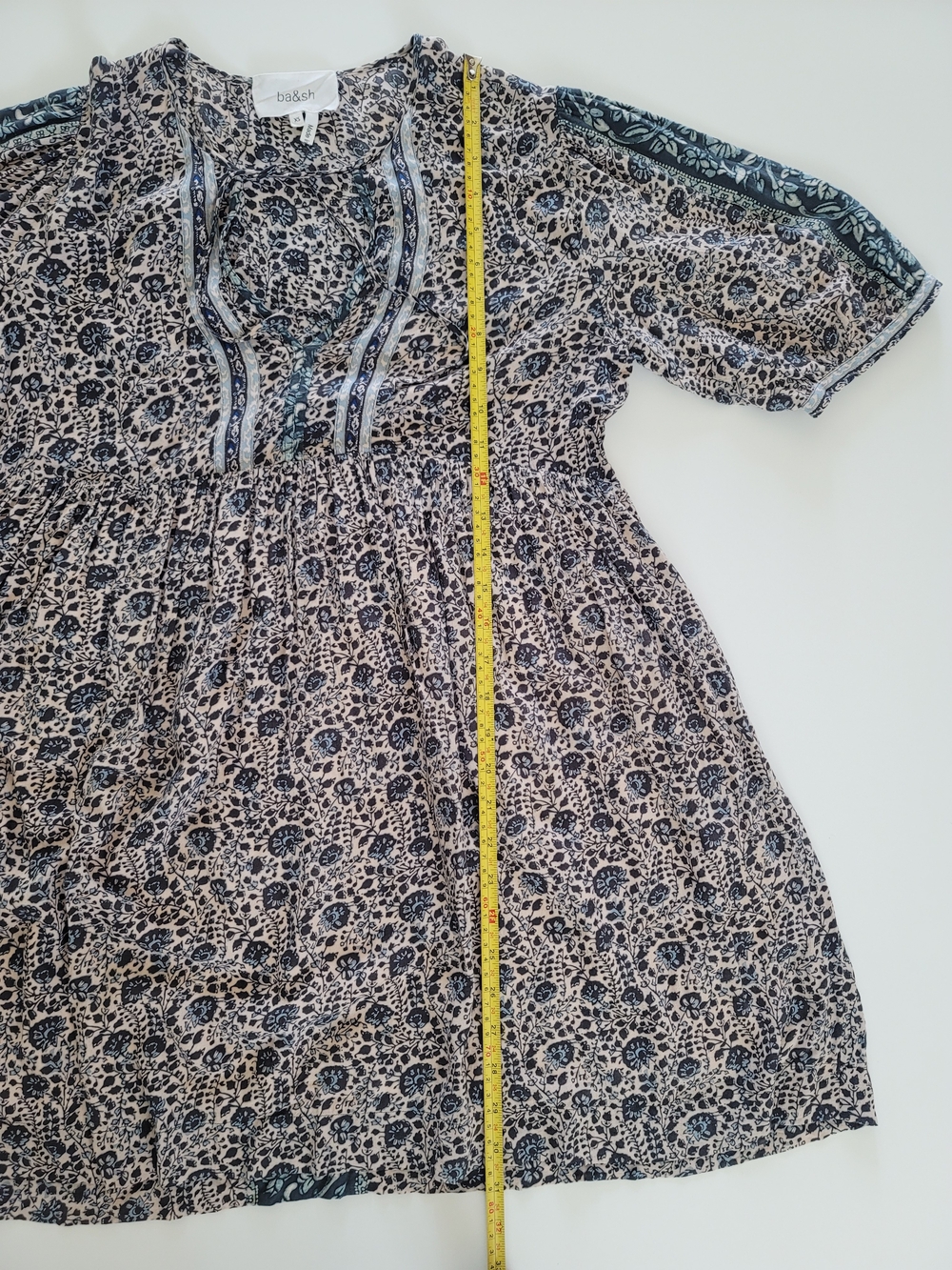 Ba&sh Travis Mini Babydoll Dress in Vert D'Eau Blue Ecru XS - Picture 8 of 13